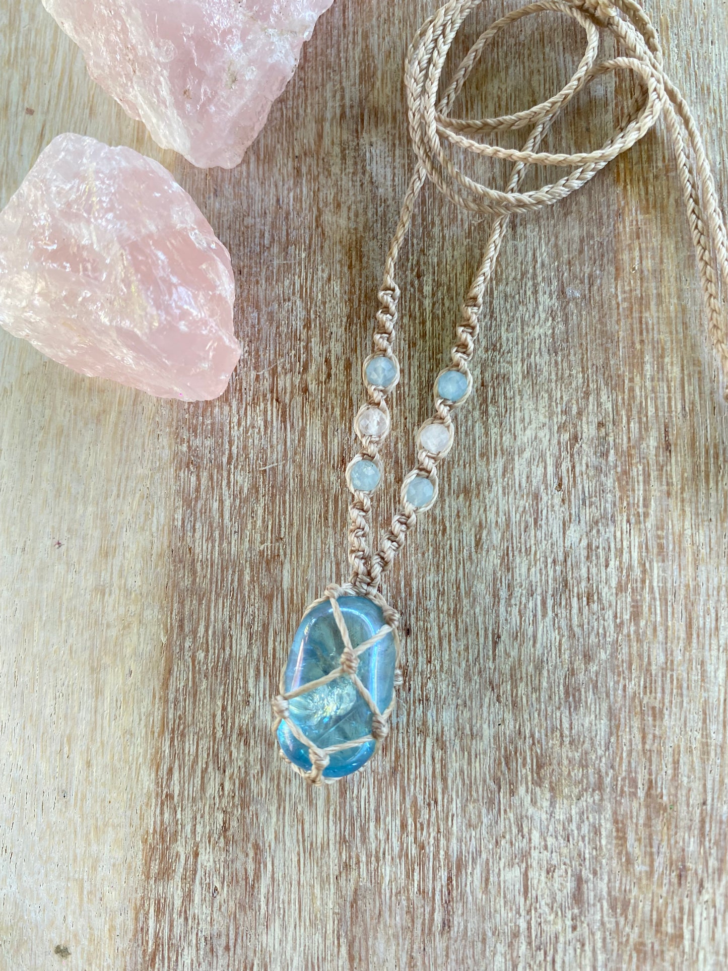 Aqua Aura Quartz Crystal Necklace