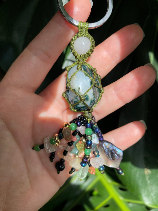 Moss Agate Keyring