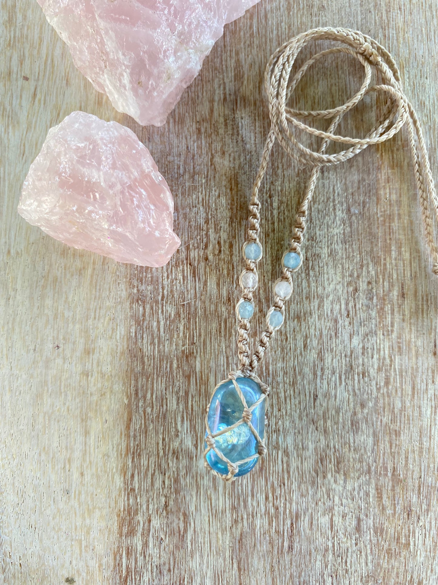 Aqua Aura Quartz Crystal Necklace