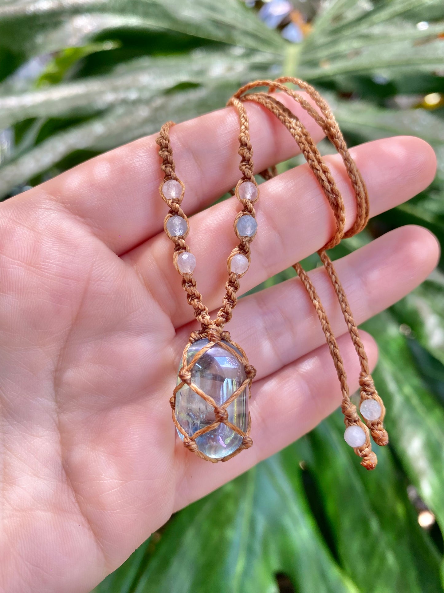 Aqua Aura Quartz Crystal Necklace