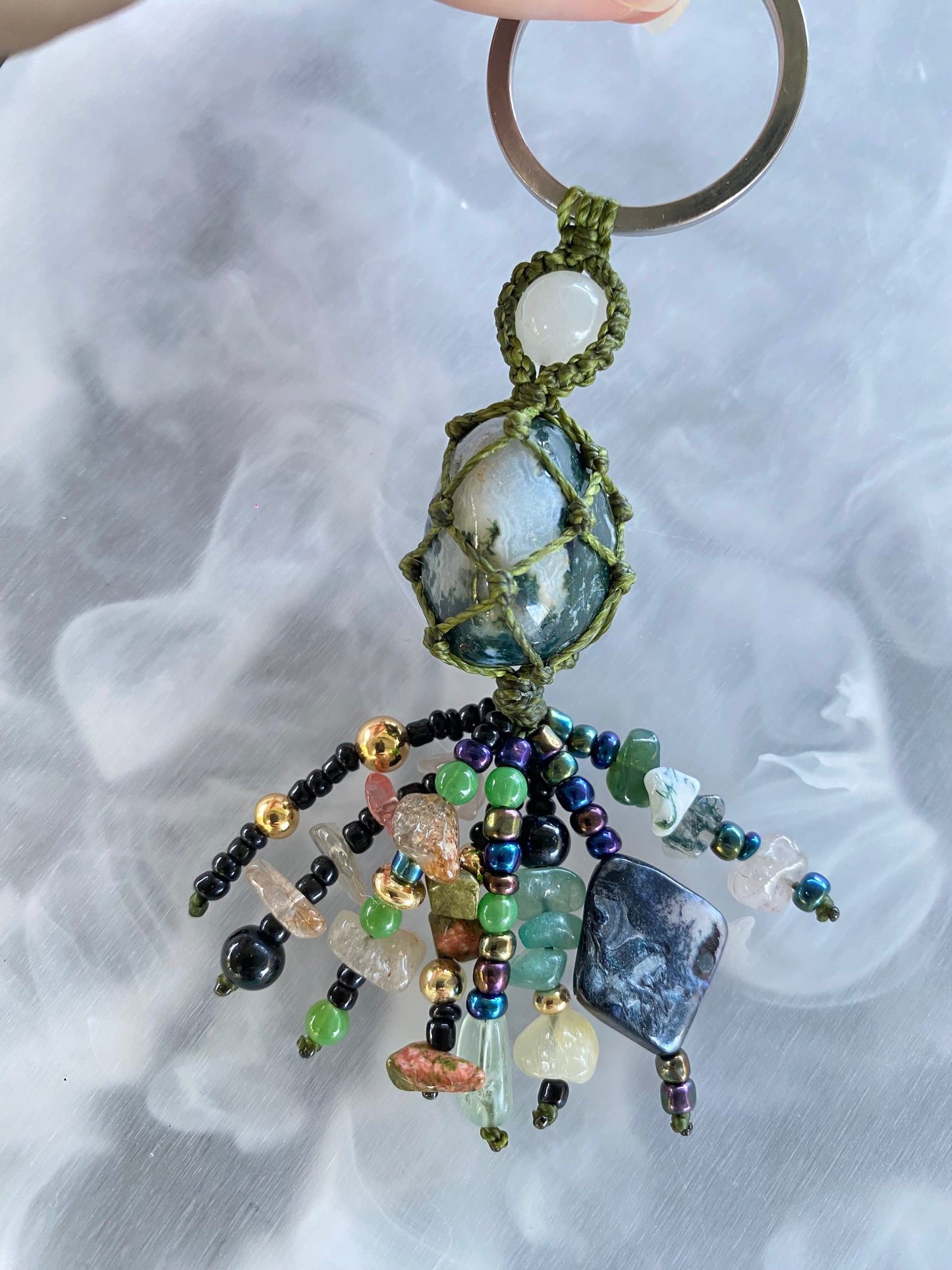 Moss Agate Keyring