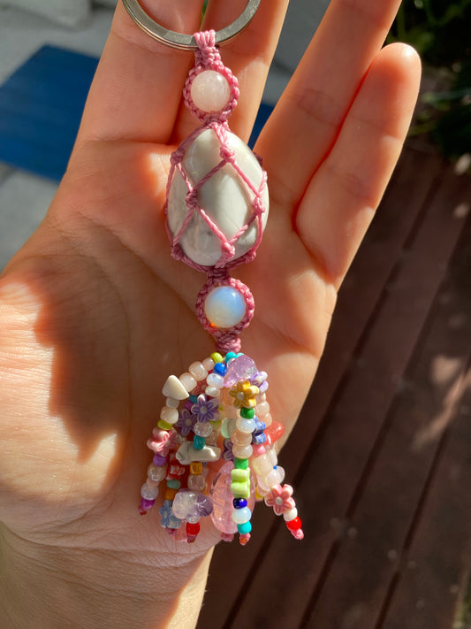 Howlite Crystal Keyring