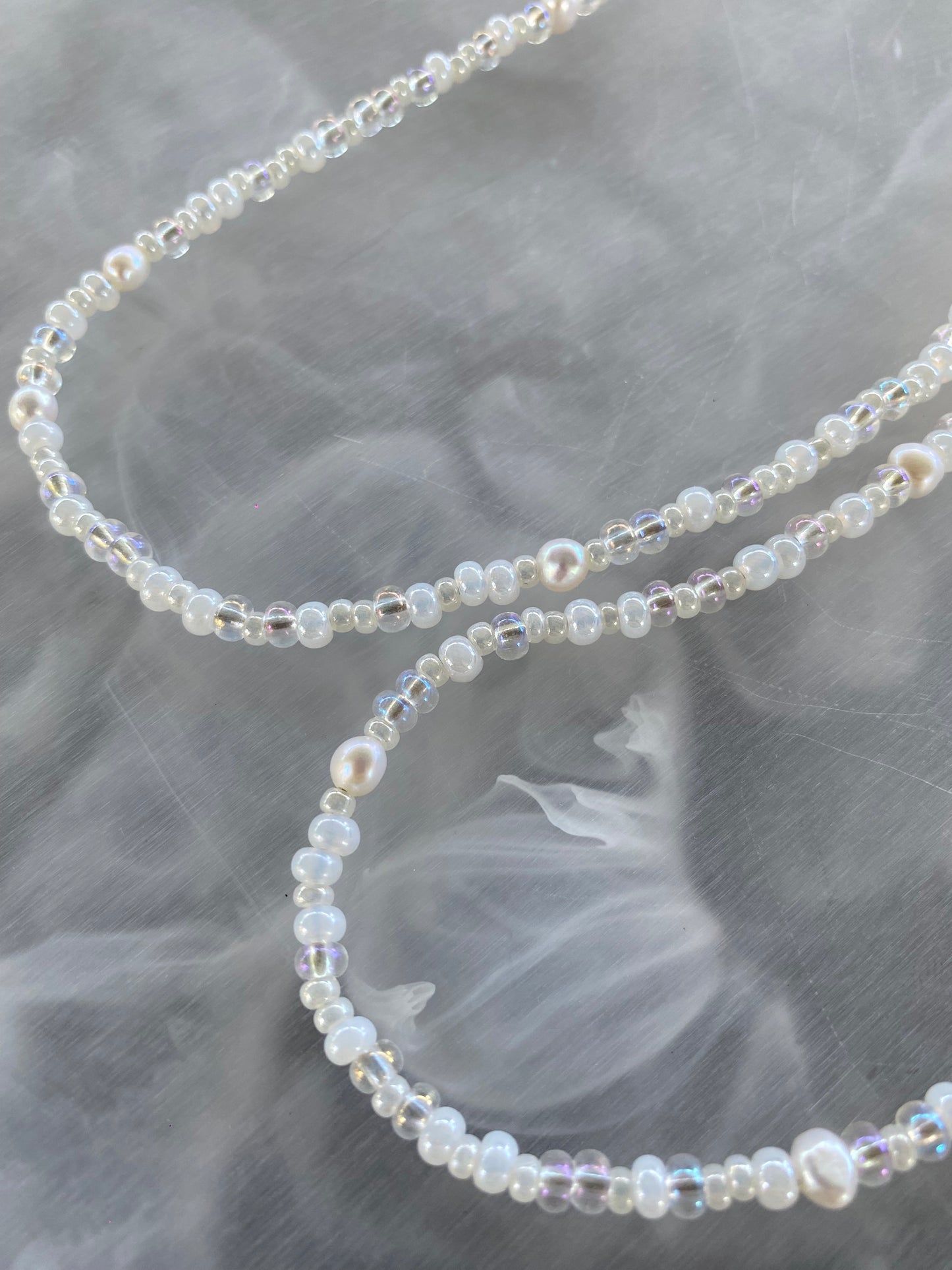 Glass Seed Beads and Pearls Choker