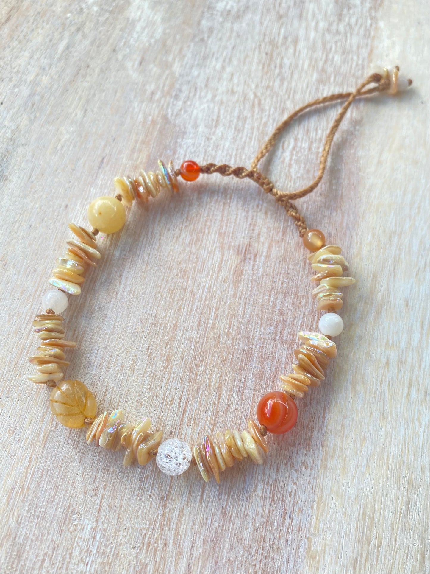 Mixed Gemstone and Shell Anklet