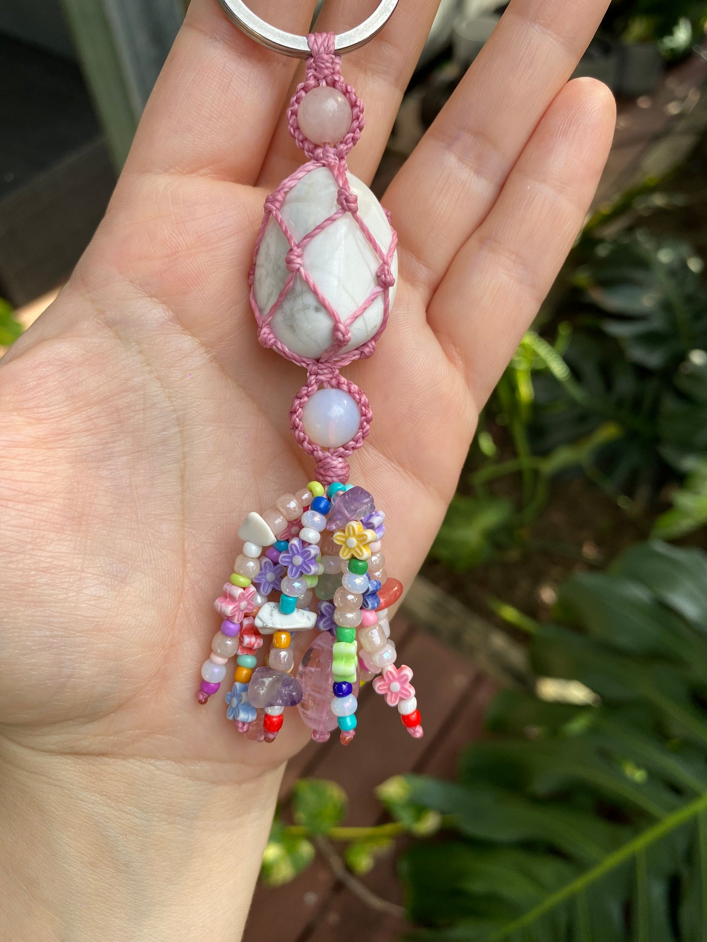 Howlite Crystal Keyring