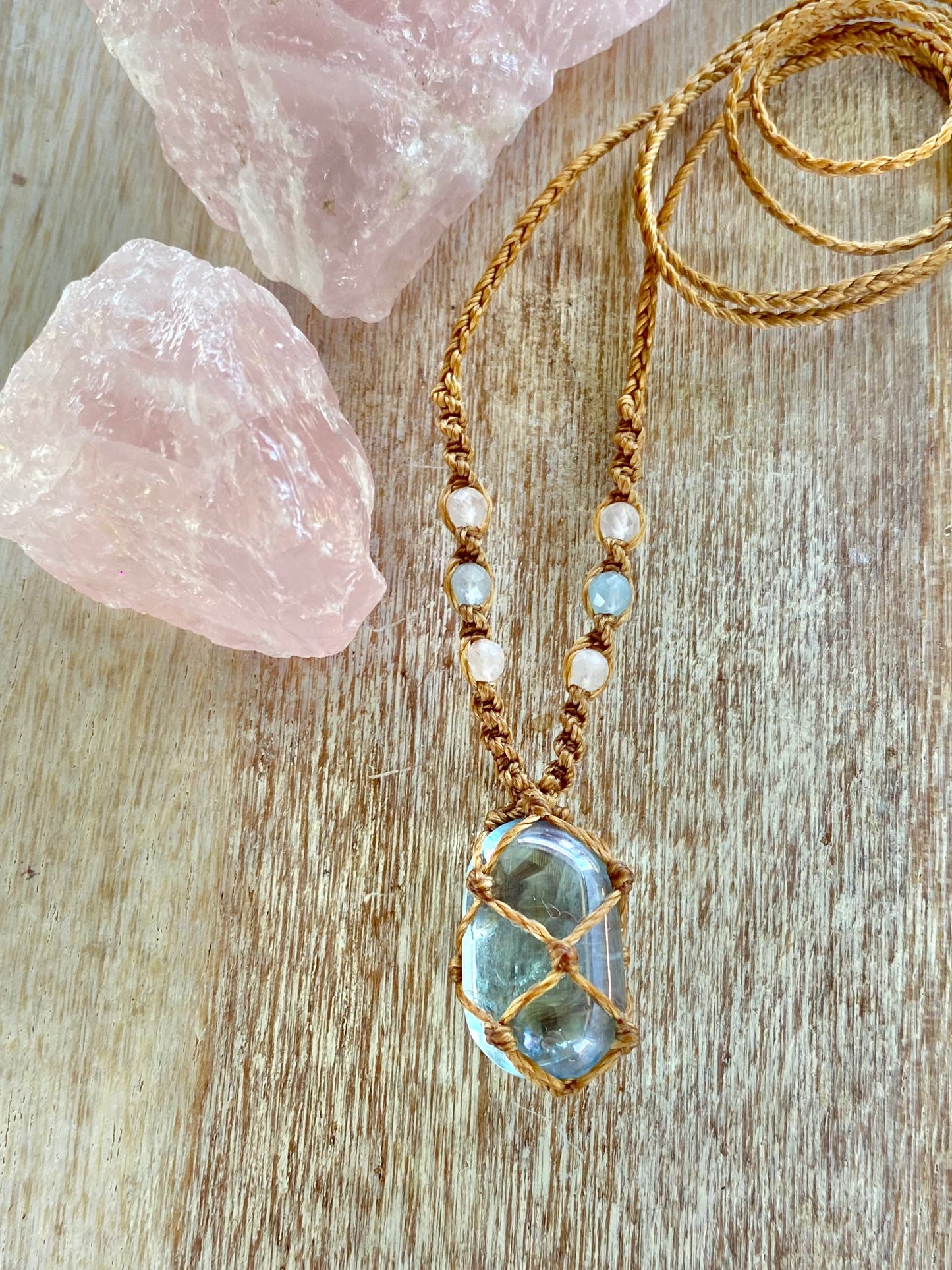 Aqua Aura Quartz Crystal Necklace