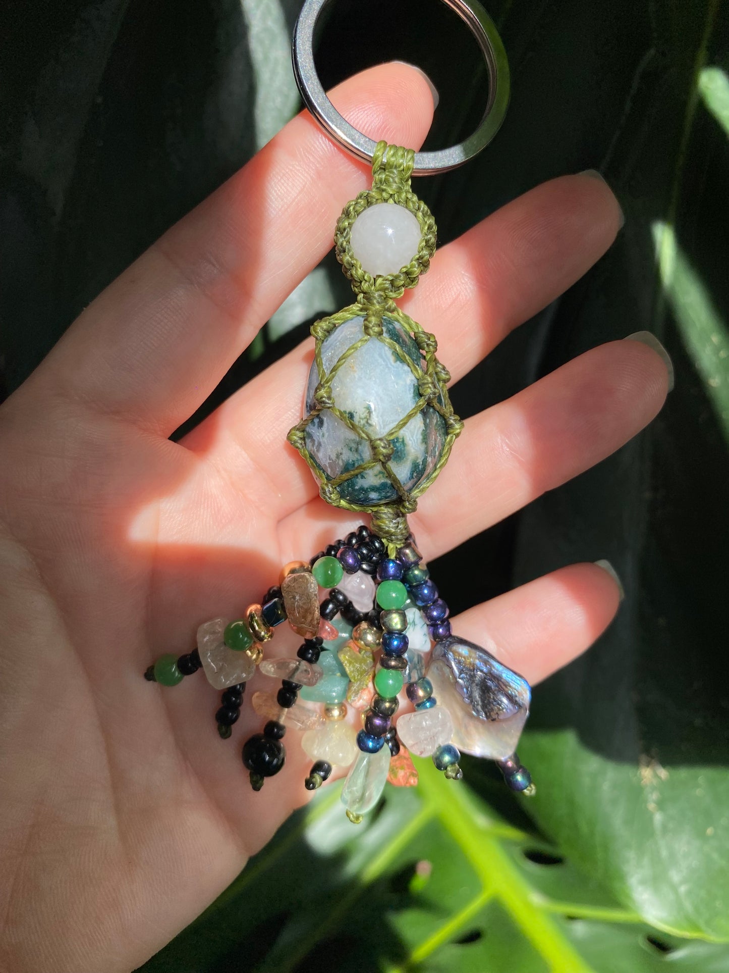 Moss Agate Keyring