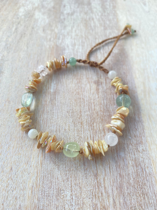 Mixed Gemstone and Shell Anklet