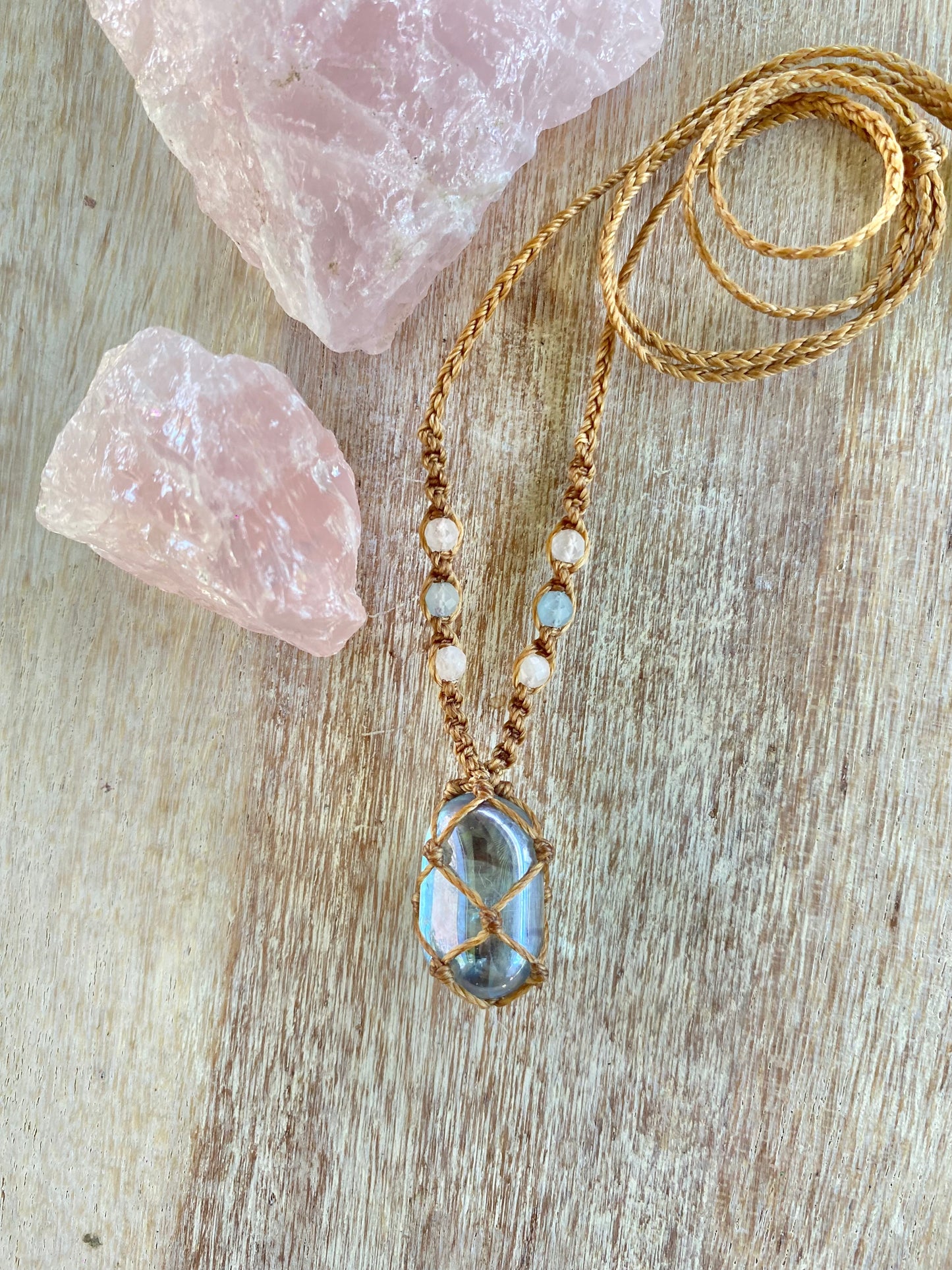 Aqua Aura Quartz Crystal Necklace