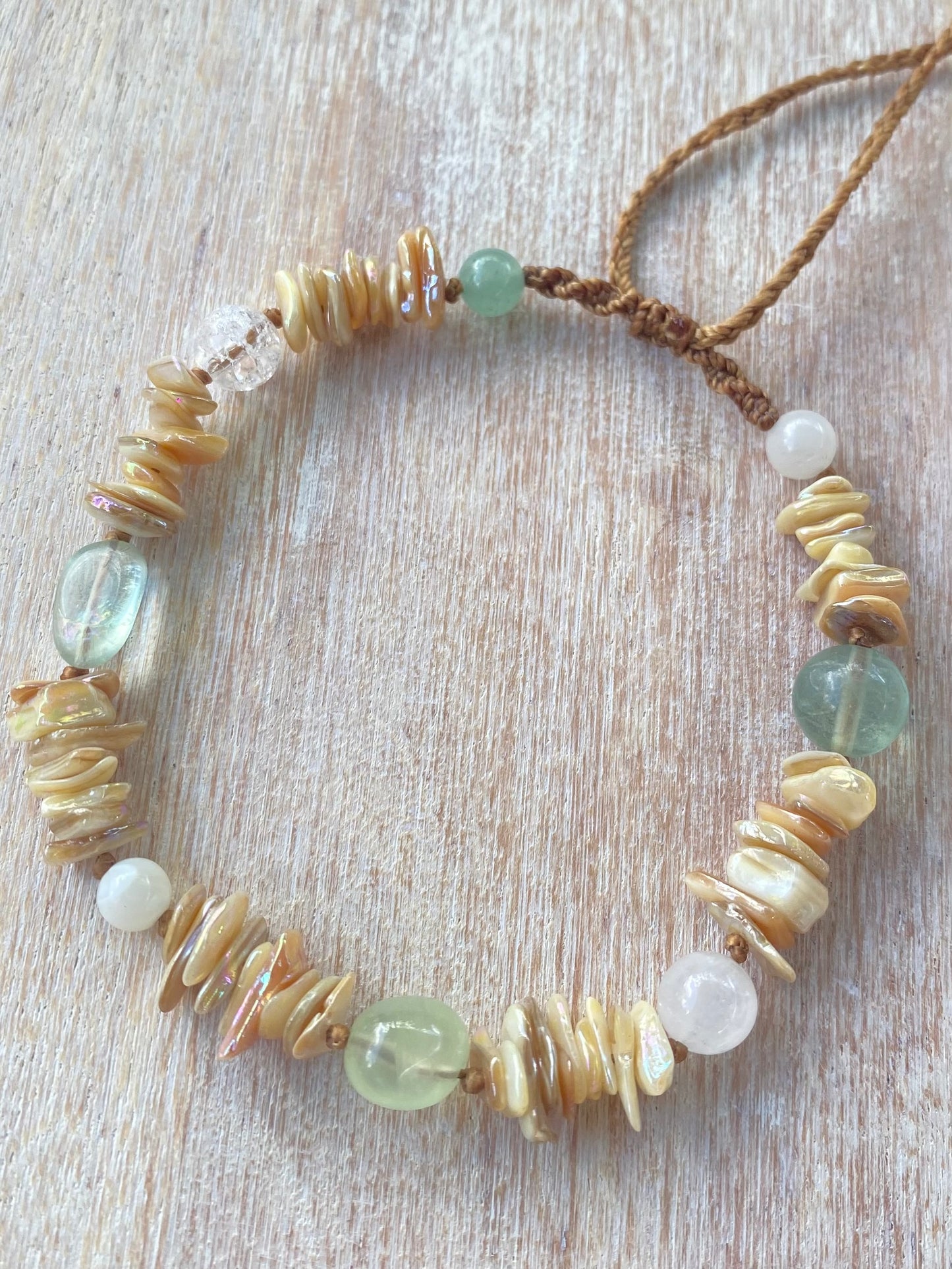 Mixed Gemstone and Shell Anklet