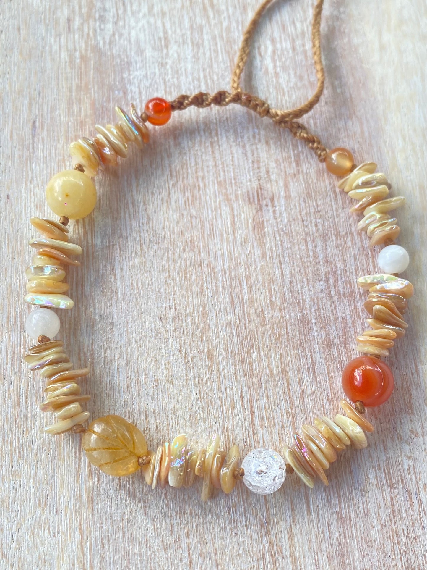 Mixed Gemstone and Shell Anklet